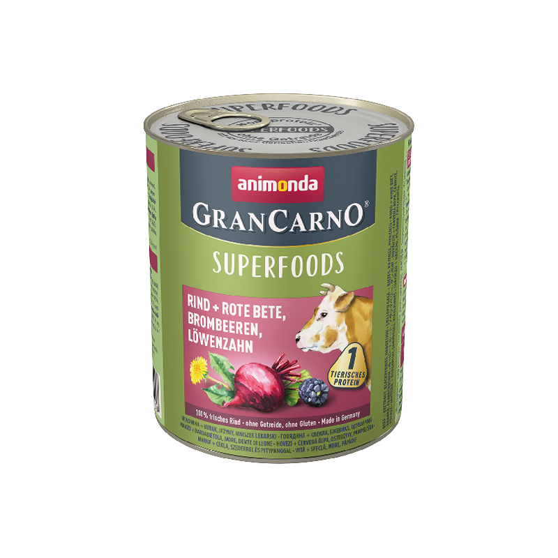 ANIMONDA GranCarno Superfoods Wołowina, burak, jeżyny, mniszek lekarski 800g