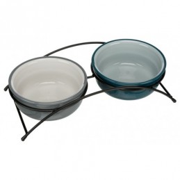 TRIXIE Zestaw misek ceramicznych na stojaku metalowym - Eat on Feet
