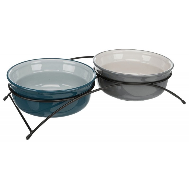 TRIXIE Zestaw misek ceramicznych na stojaku metalowym - Eat on Feet